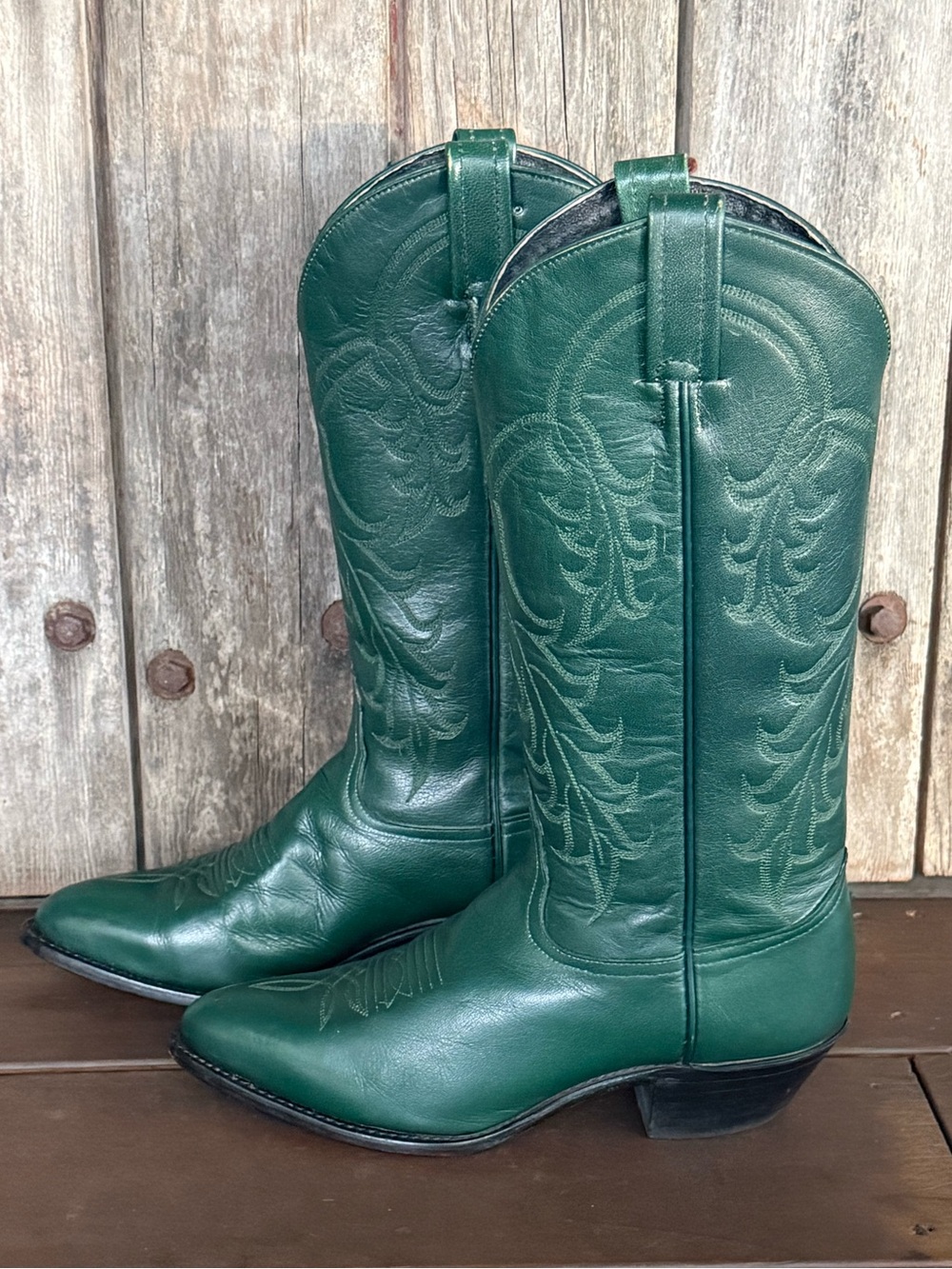 Vintage Tony Lama Forest Green Women's Cowboy Boots